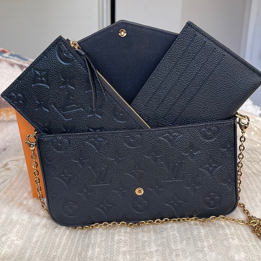 Authentic Louis Vuitton Felicie Pochette in black
